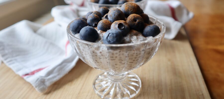 Chiapudding med vanilj, kanel och blåbär